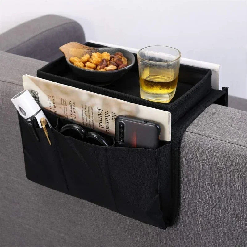 Oxford Cloth Sofa Armrest Organizer with Tray
