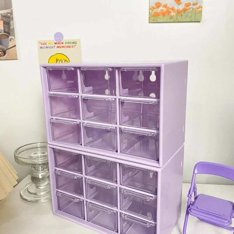 9-Grid Transparent Desktop Drawer Organizer