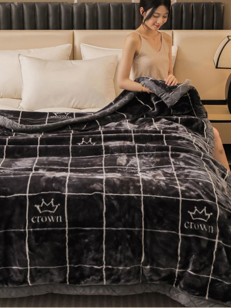 Weighted Raschel Plush Warm Blanket