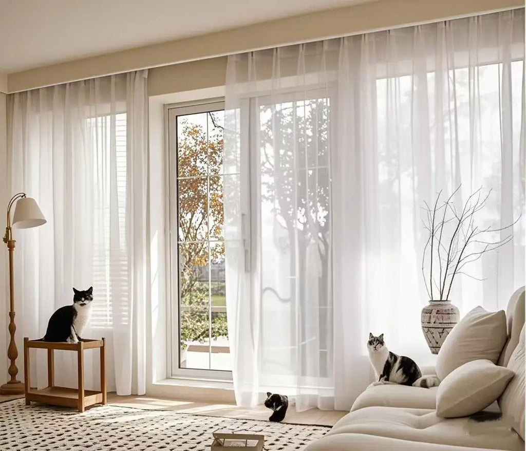 Custom White Sheer Curtains – Living Room