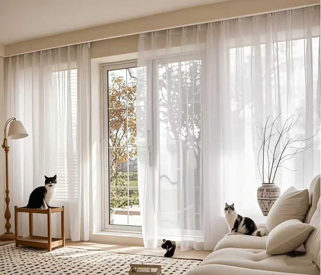 Custom White Sheer Curtains – Living Room