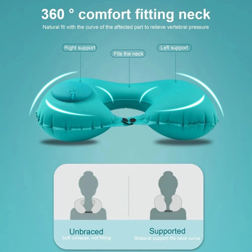 Inflatable U-Shaped Travel Neck Pillow