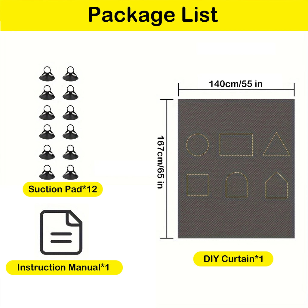 100% Blackout Curtain with Suction Cup UV Blocking Window Drapes Blinds Full Shades Panel DIY Portable Film Sunshade Cover