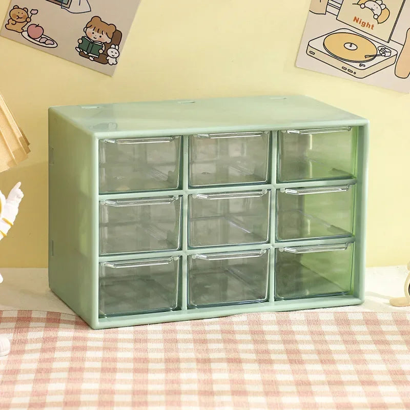 9-Grid Transparent Desktop Drawer Organizer