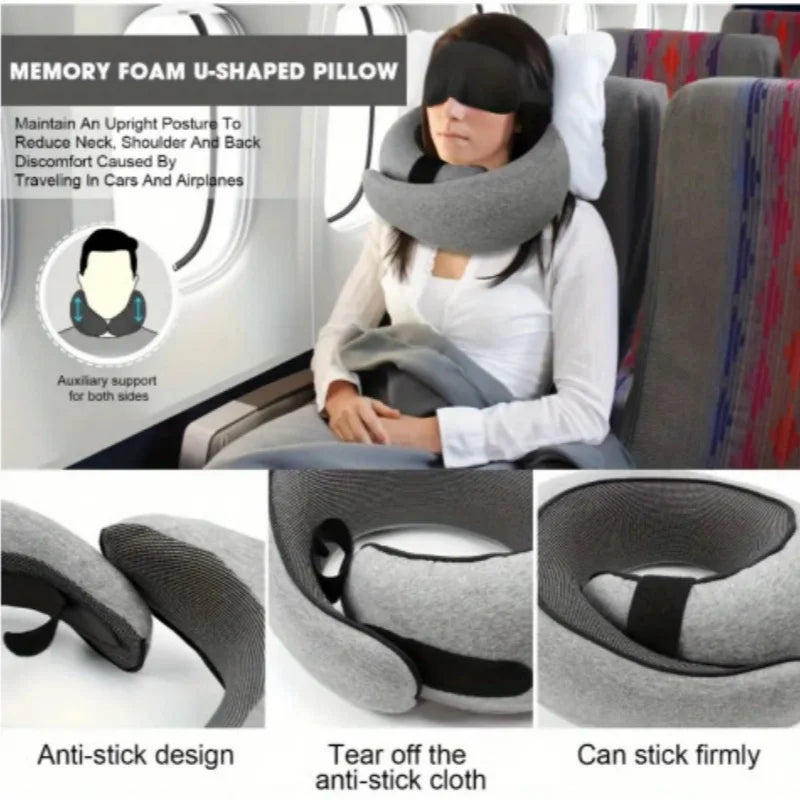 Snail-Shaped Memory Foam U-Shaped Travel Pillow