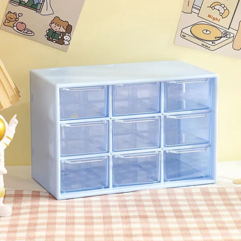 9-Grid Transparent Desktop Drawer Organizer