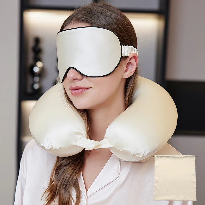 Silk Memory Foam U-Shaped Travel Neck Pillow