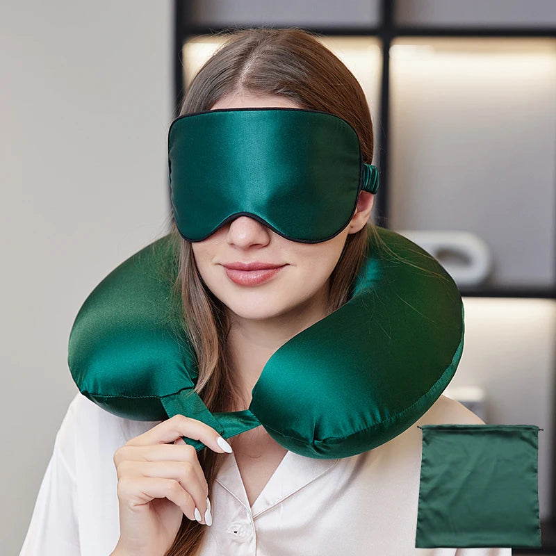 Silk Memory Foam U-Shaped Travel Neck Pillow