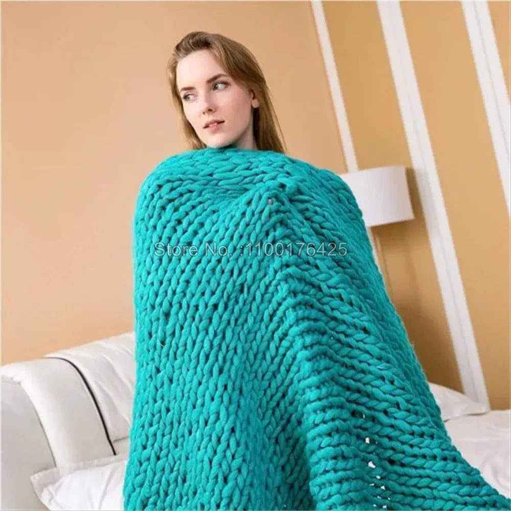Grey Chunky Knitted Blanket