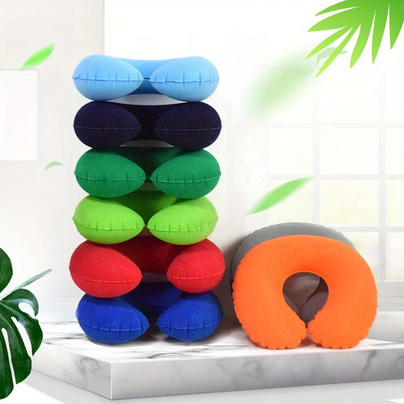 Inflatable C-Shaped Travel Neck Pillow