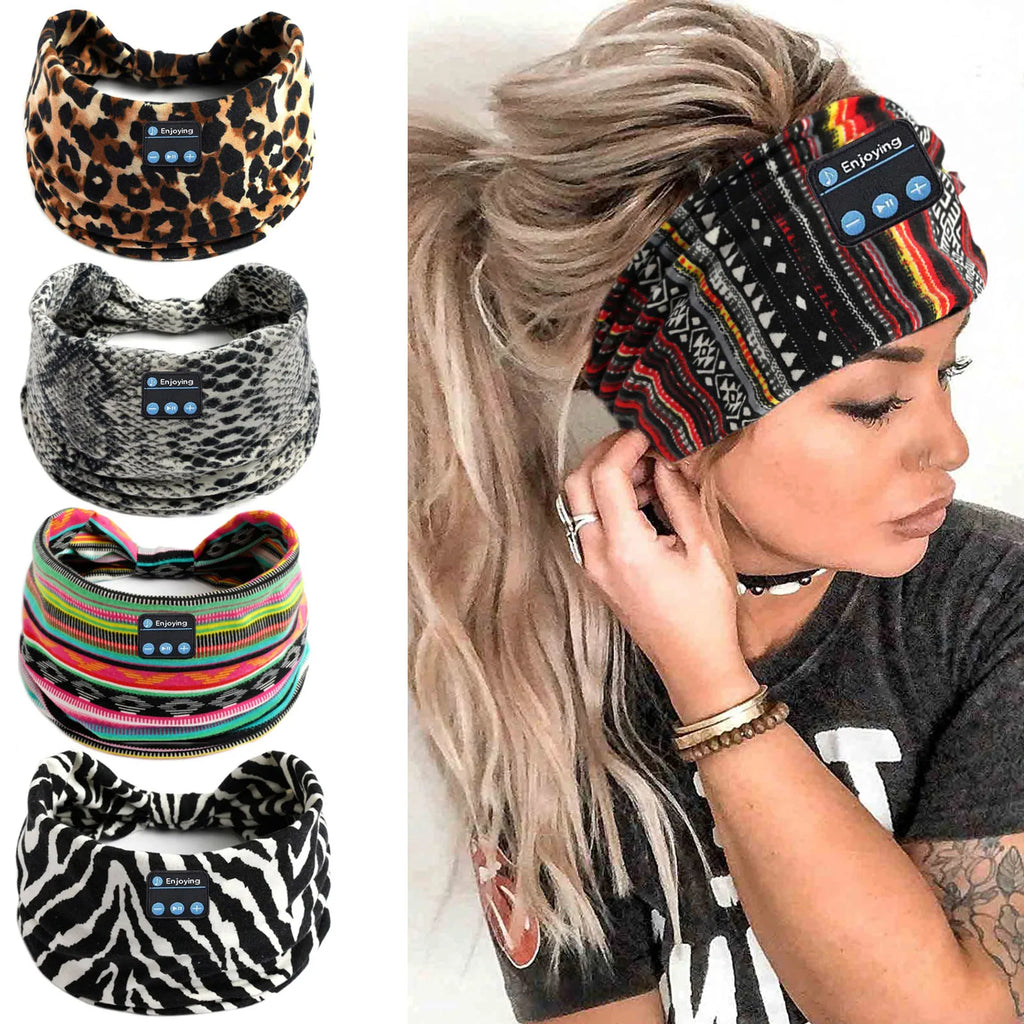 Wireless Leopard Sleep Headband Headphones
