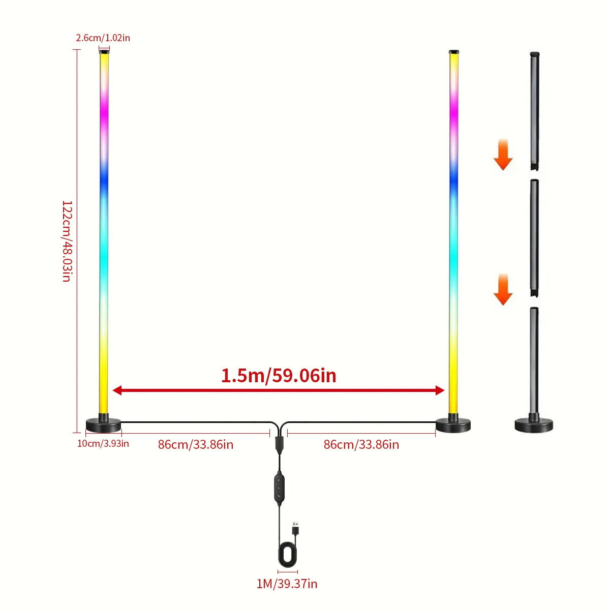 EISSLOLY 2PCS RGB Smart Floor Lamp