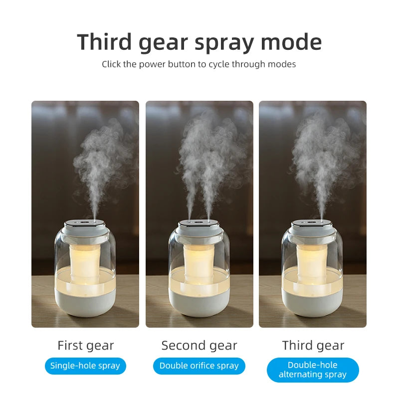 2L Double Nozzle Air Humidifier USB Aroma Diffuser Essential Oil Purifier Aromatherapy Mist Maker Color Lights For Home Bedroom
