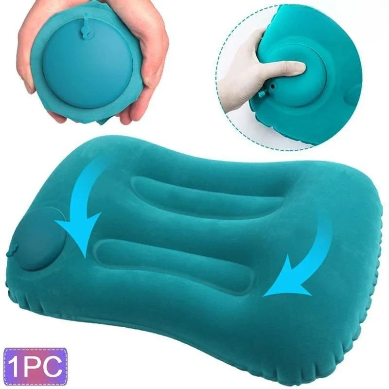 Flocking Inflatable Square Travel Pillow