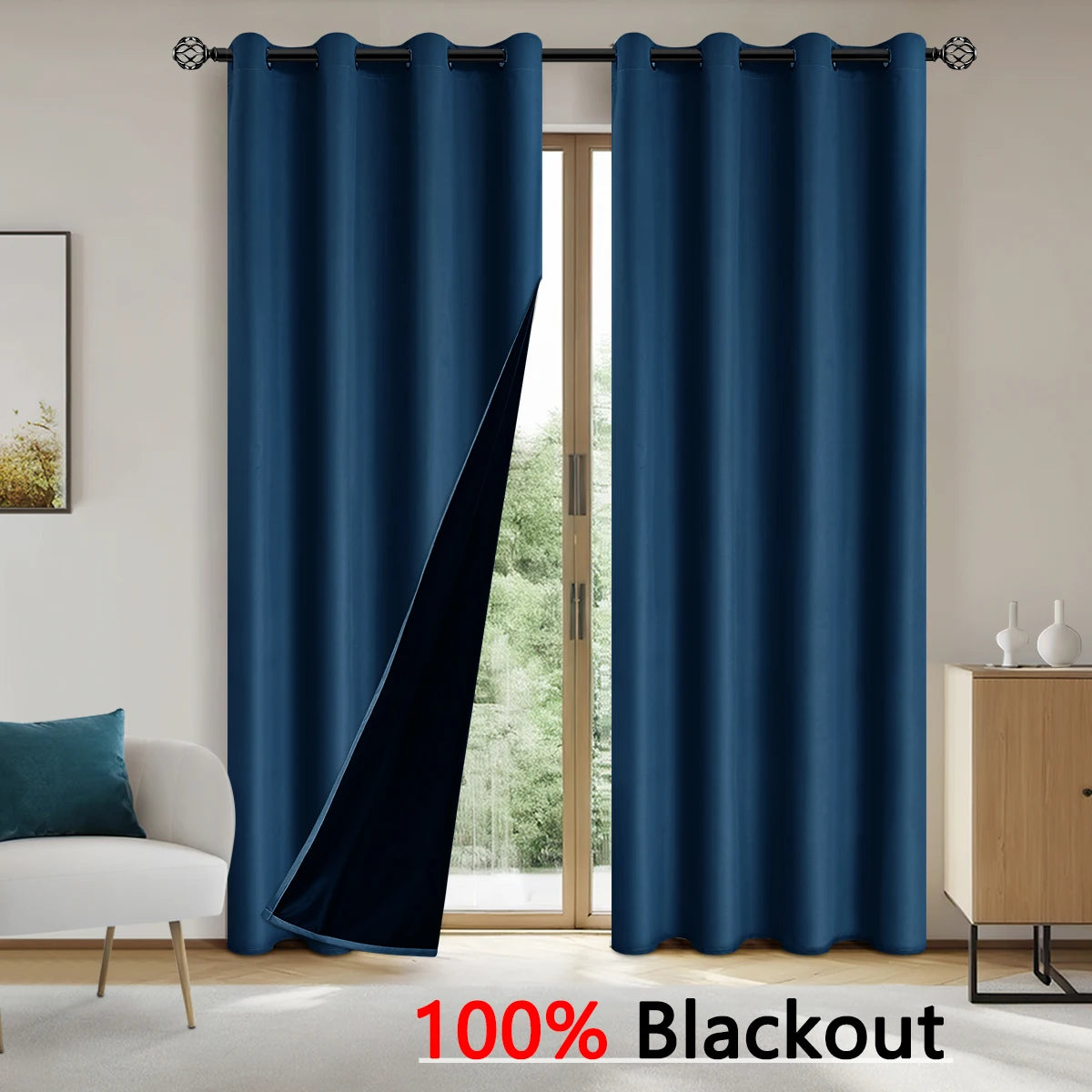 2PCS Modern 100% Blackout Curtains Set