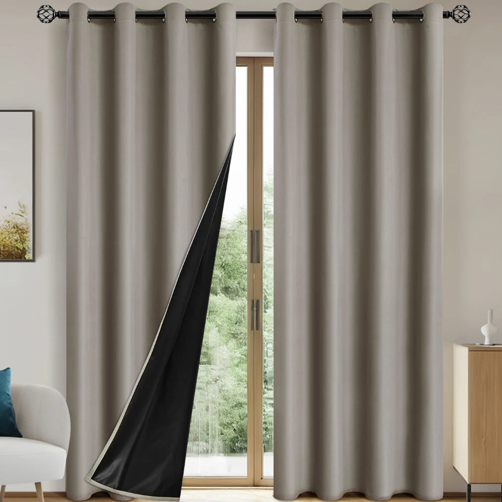 Solid 100% Blackout Curtain with Grommets