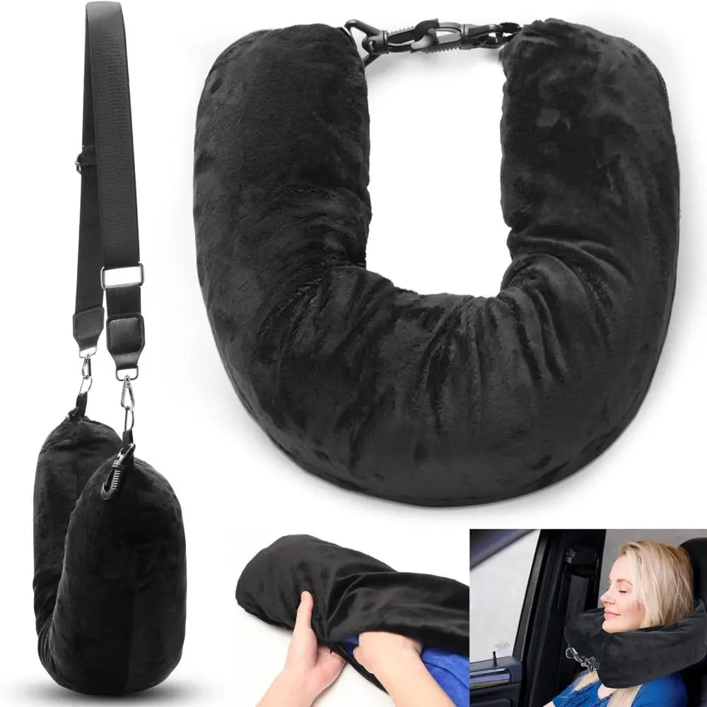Fillable Travel Neck Pillow with Storage Bag
