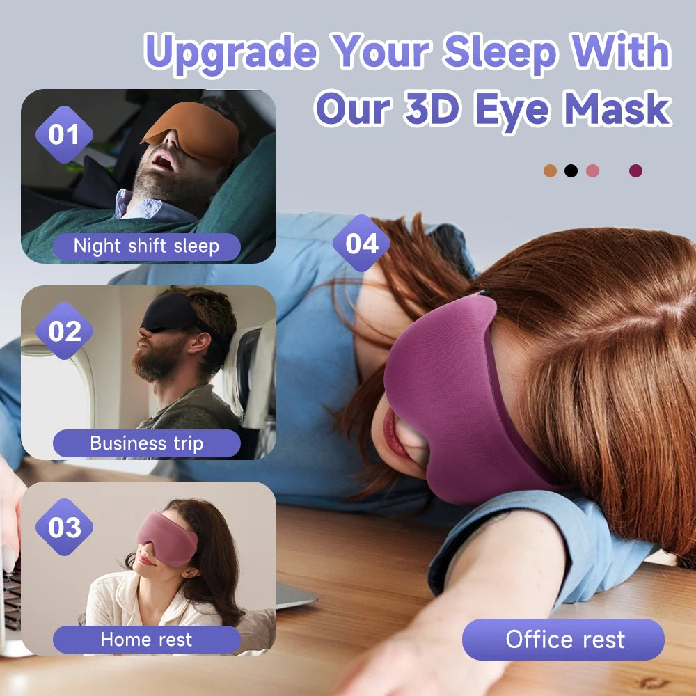 3D Sleep Mask – Soft Memory Foam Eye Cover