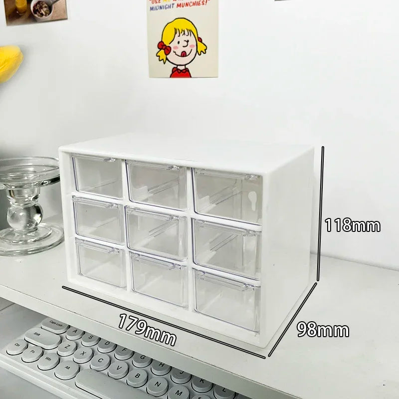 9-Grid Transparent Desktop Drawer Organizer