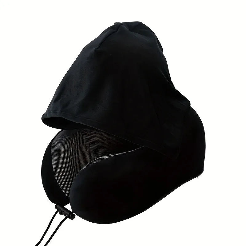 Hooded Memory Foam U-Shaped Travel Pillow